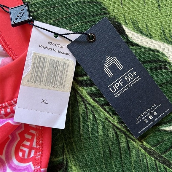 Cabana Life NWT UPF 50+ Coral Lattice Ruched Rashguard Dress Size XL swim cover - Picture 7 of 9